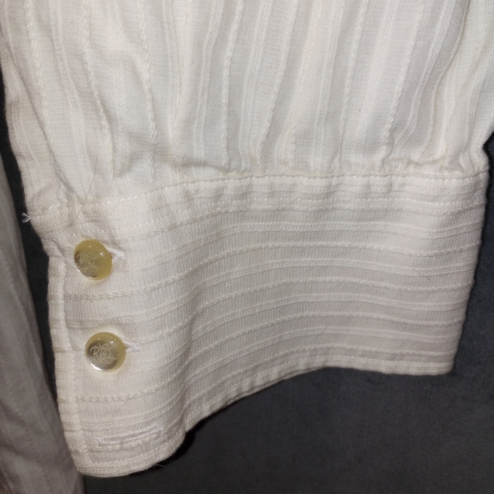 Vintage Ralph Lauren Cream High Neck Blouse Size 16 P2P 20 In Length 24.5 In - Picture 8 of 10